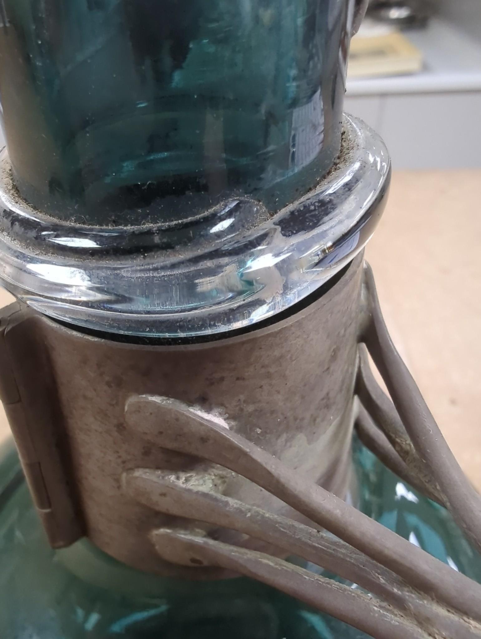 A Guild of Handicraft silver-mounted blown glass decanter and stopper, 23cm